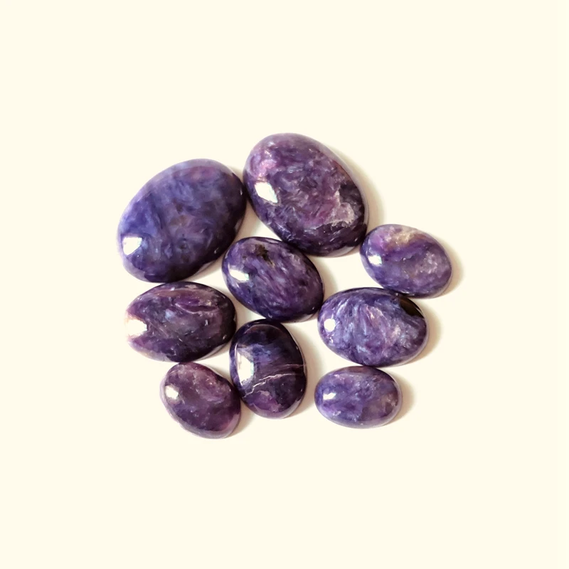 

Wholesale 2ps/lot AA Quality Natural Charoite Bead cabochons 10x14mm 12x16mm 13x18mm 18x25mm Oval Gem stone Cabochon Ring Face