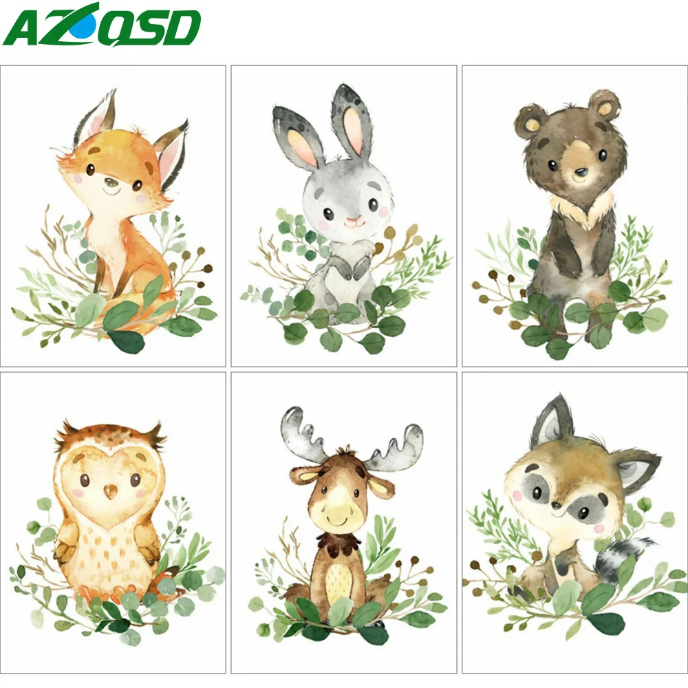 

Алмазная 5D Вышивка AZQSD, мозаика с изображением лисы, кролика, животное ручной работы, стразы, домашний декор, подарок