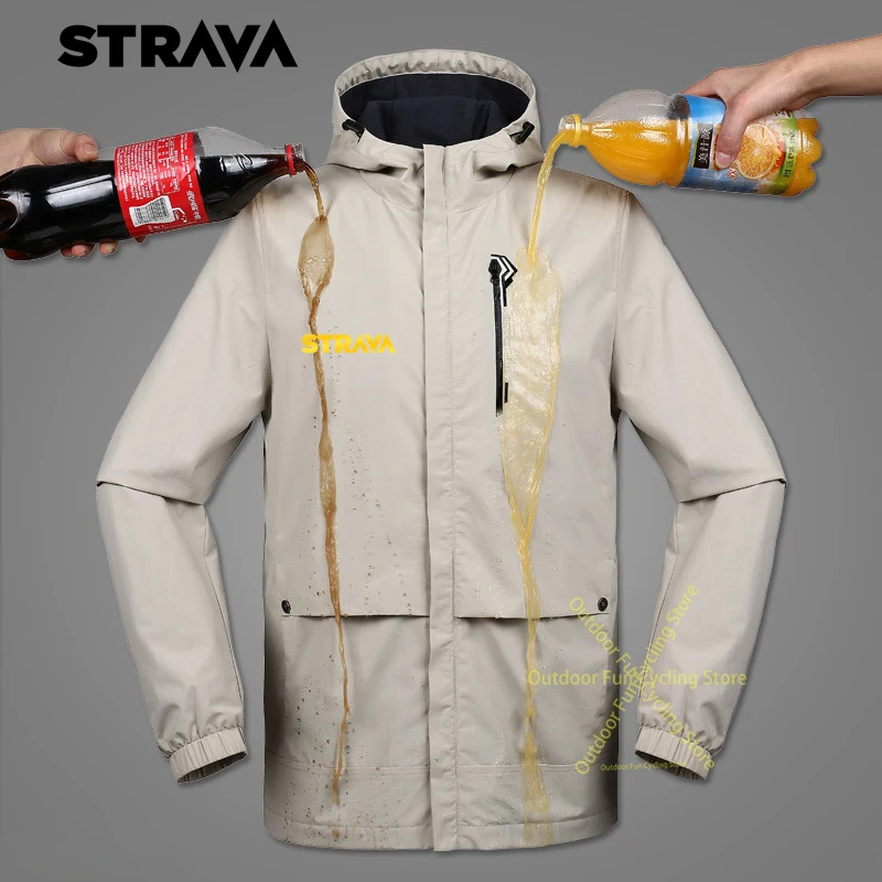 

Strava Spring Autumn Cycling Clothes Men's Cycling Windbreakers Thin Waterproof Hooded Cycling Clothes Cycling Jacket Men