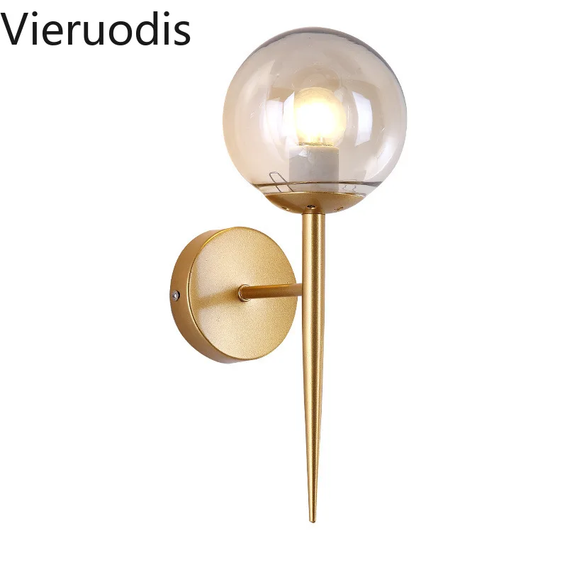 Стеклянный шар простая настенная лампа золото/черный светодиодный Настенный бра
