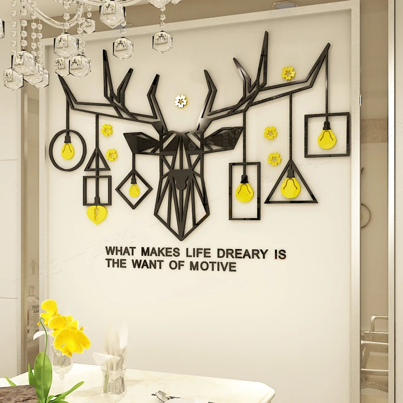 Креативные Акриловые 3D настенные наклейки с оленем украшение для гостиной