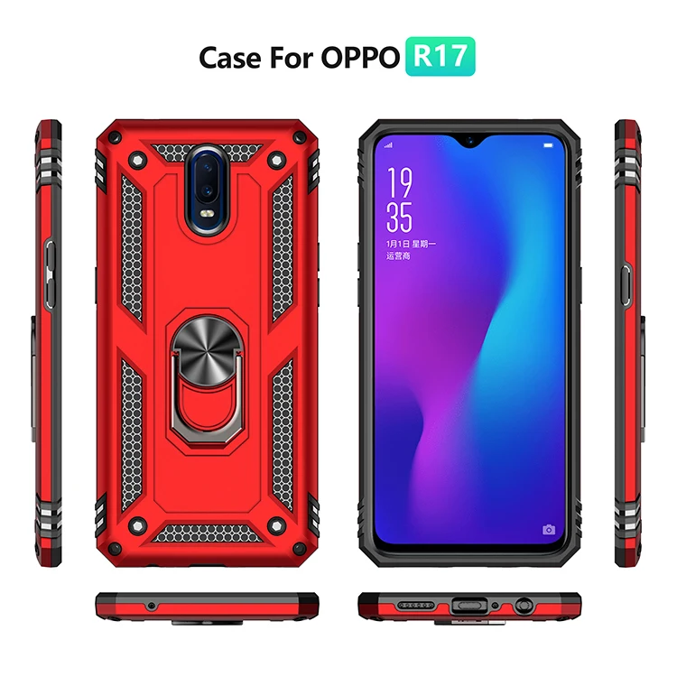 

Shockproof Armor Magnetic Case for OPPO R15 R17 R19 Reno4lite reno4F reno5F reno5lite reno5Z Metal Ring Cover