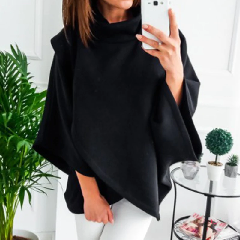 3 цвета S XL женское свободное шерстяное пончо с крыльями летучей мыши зимнее