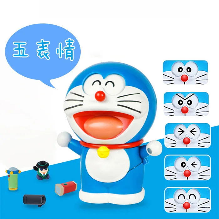 

New Cat Action Figure Cute Expression Smile Robot Cat Car Decoration Kids Toy Gift Movie Face Change Doll