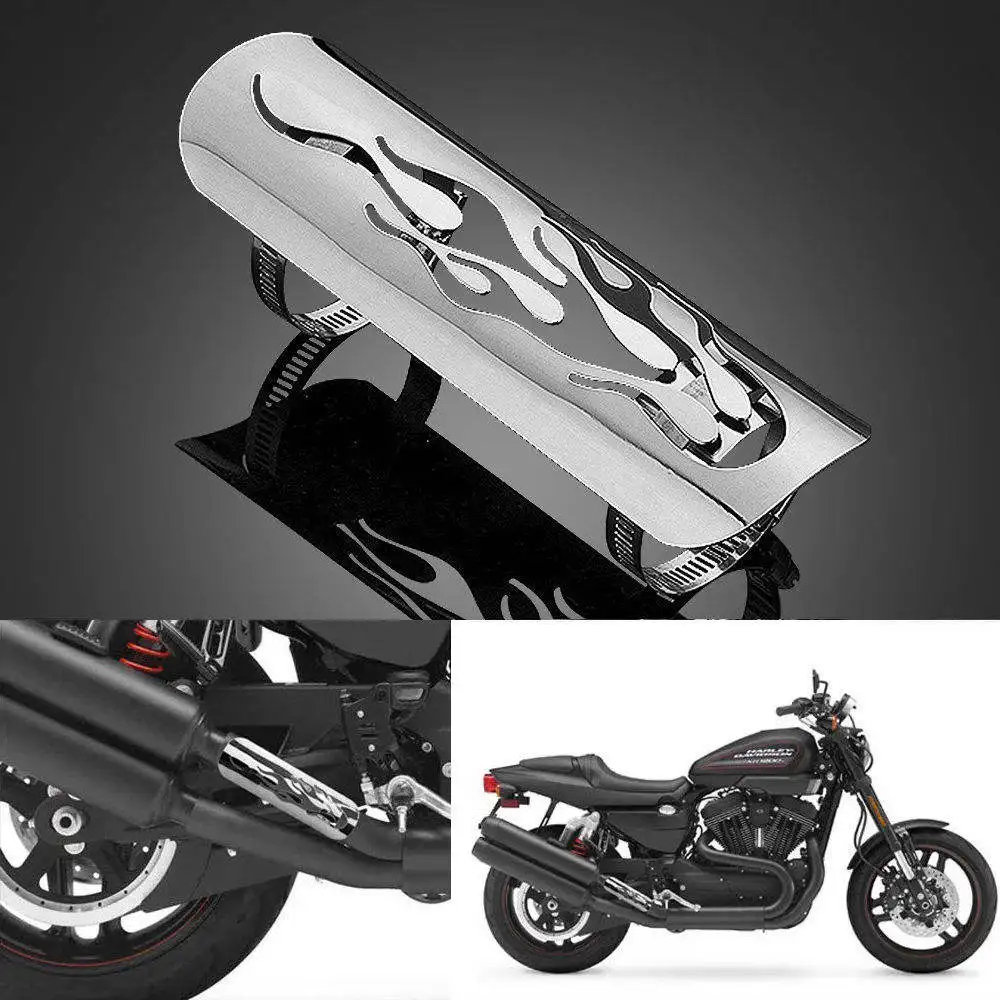 

9'' Pierced Chrome Motor Flame Exhaust Muffler Pipe Shield Cover Guard