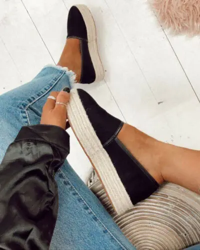 

2019 Women Flats Slip On Shoes Casual Ladies Canvas Shoes Thick Bottom Lazy Loafers Female Comfortable Platform Espadrilles