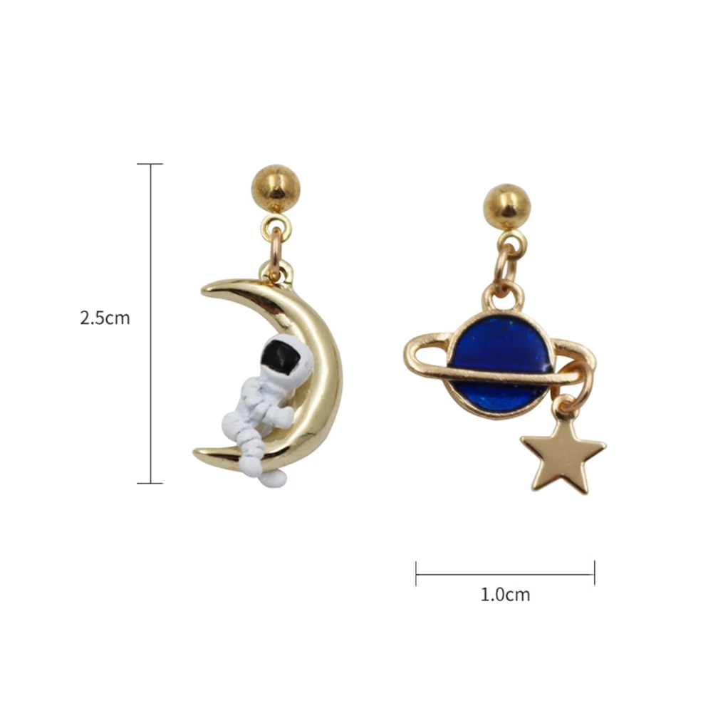 

Creative Cute Design Universe Planet Star Astronaut Tassel Drop Earrings For Women Girls Hollow Circle Crystal Pendant Jewelry