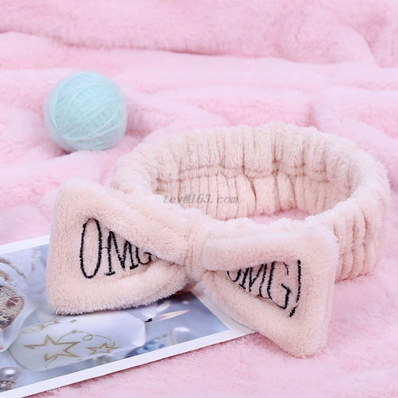 Женская широкая повязка на голову с бантиком и вышитыми буквами эластичная для