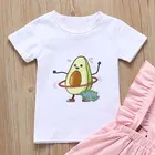 Милая детская футболка в Корейском стиле, модные топы для мальчиков, футболки с коротким рукавом для девочек, красивая Повседневная футболка с авокадо и ананасами, Забавный принт в эстетике