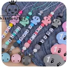 Kissteether Соска с именем под заказ для младенца, зажимы, цепочка в виде слона, искусственная игрушка, держатель, цепочка для соски