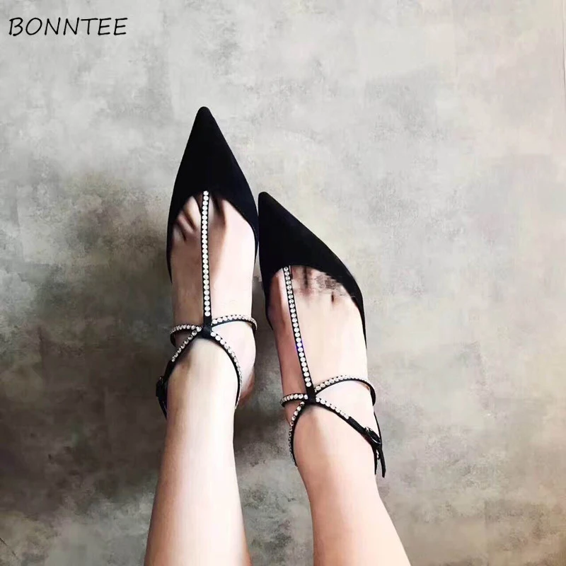 Женские босоножки Коллекция 2020 года Летние элегантные туфли с острым носком на