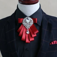 mens rhinestone bow tie high end banquet wedding groom groomsman host suit shirt jewelry adult luxury handmade bowtie female