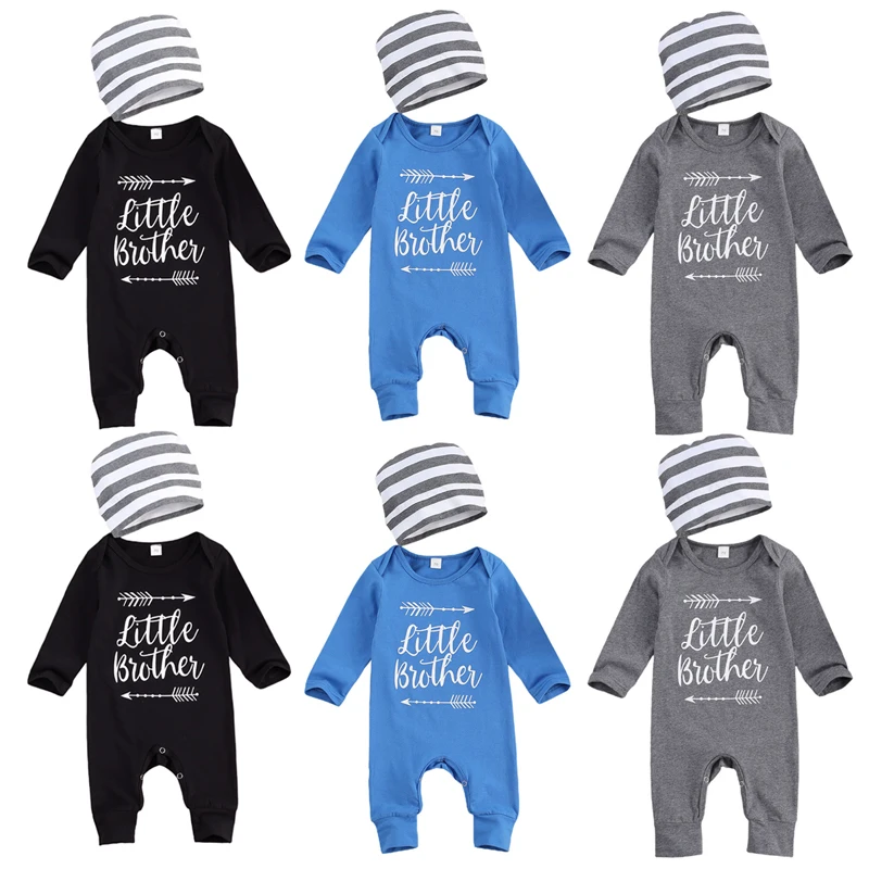 

Lioraitiin/комбинезон с длинными рукавами для новорожденных мальчиков 0-18 месяцев, уникальные длинные штаны с круглым вырезом и надписью и шапка,...