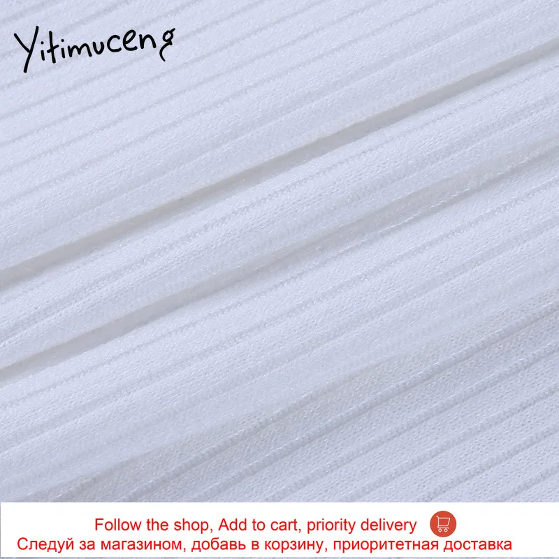 

Yitimuceng Fitted Clothing Woman Tshirts Square Collar Long Sleeve White Spring Autumn 2021 Spliced Crop Tops Sexy Regular New