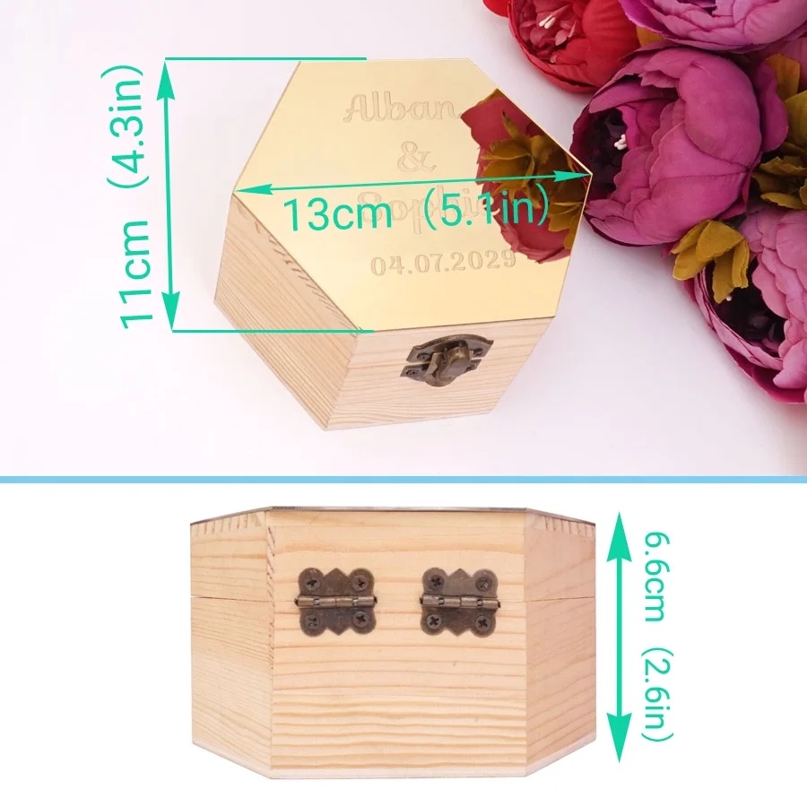 Коробка шестиугольной формы с зеркальной крышкой деревянные подарочные коробки