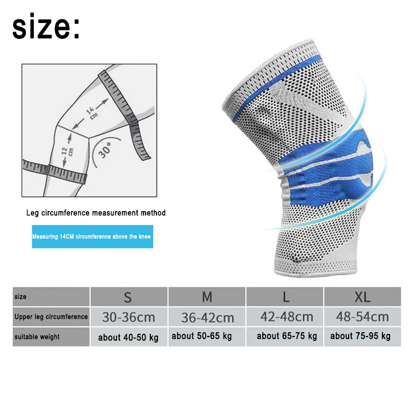 

Пружины Поддержка коленного бандажа протектор силиконовые эластичные дышащие подушки для Фитнес спортивные SAL99