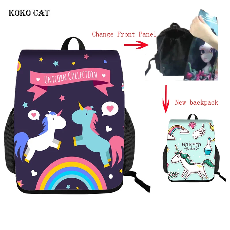 Креативный маленький школьный рюкзак с милым мультяшным принтом единорога для