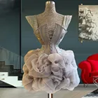 Шикарные Мини коктейльные платья с высоким воротом, корсет, кружевное платье для выпусквечерние вечера, новинка 2022, соблазнительные коктейльные платья с оборками, платья для вечеринки