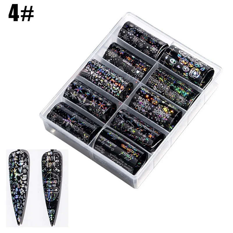 Горячая распродажа 10 лист дизайн ногтей Фольга переводные наклейки на ногти