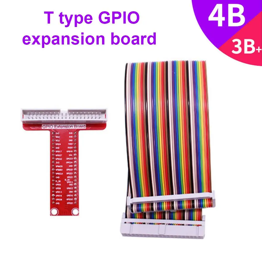 

For Raspberry Pi 4B 3B Plus GPIO 40 Pins Breakout Expansion Board Cable Breadboard Adapter T Shape Development Board