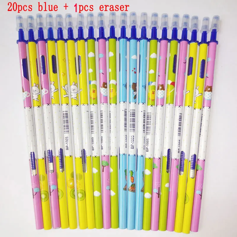 20pcs blue Delvtch 0,5 мм стираемая ручка с заправляемым стержнем 20 шт./компл. гелевая ручка стержень Волшебное перо синий/черные чернила, офисные школьные канцелярские принадлежности инструмент подарок - Цвет: 20pcs blue