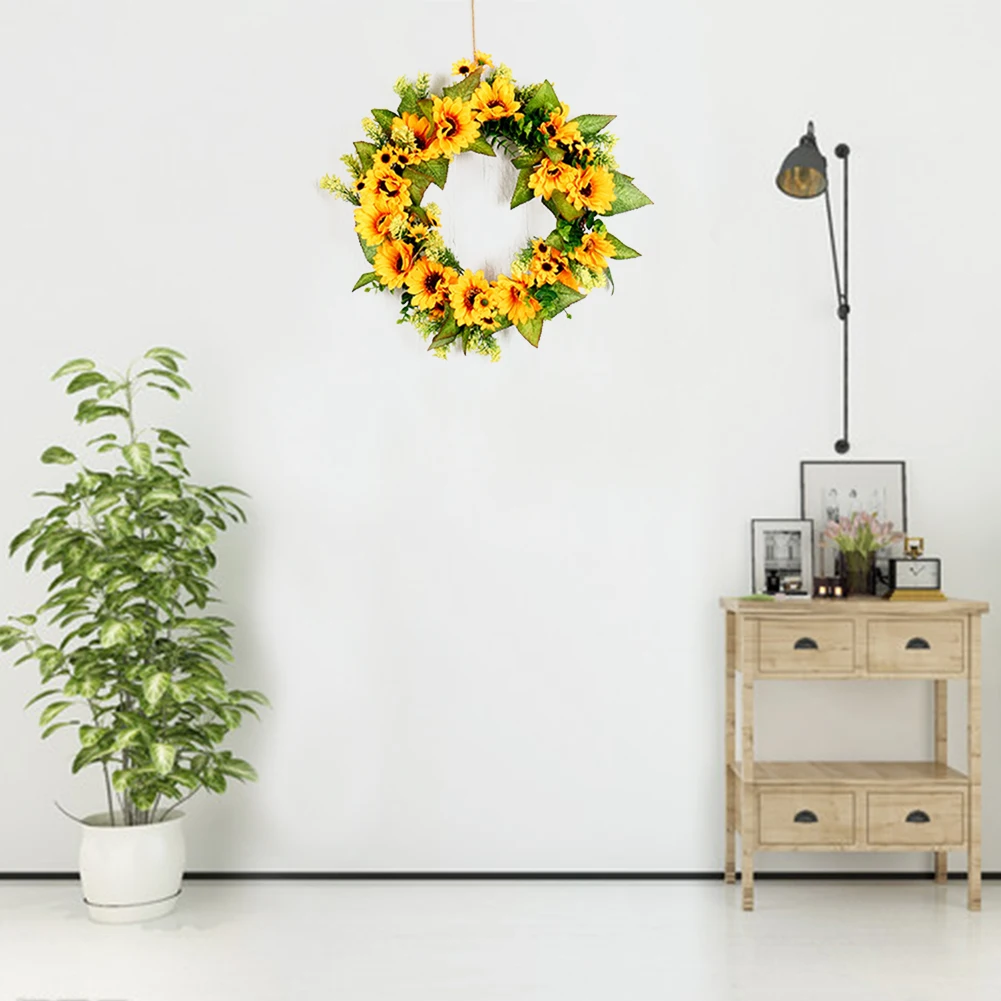 Fake Sunflower Front Door Wall Hanging Outdoor Home Long Lasting Large Wreath Decorative Artificial Flower Indoor Window | Дом и сад