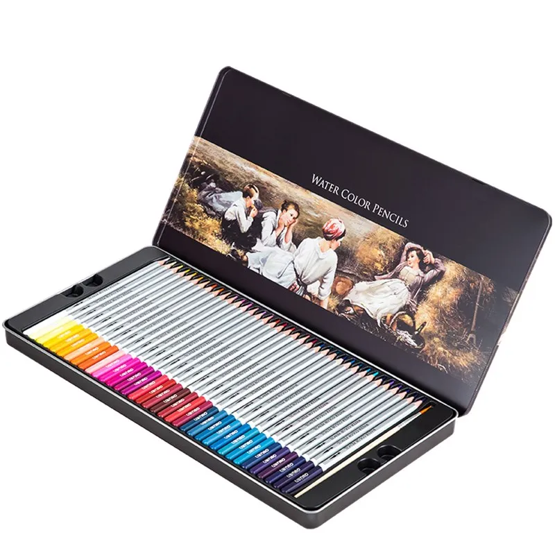 

36/48/72 color water-soluble/oily colored pencil set portable metal box professional sketch hand-painted pen art supplies