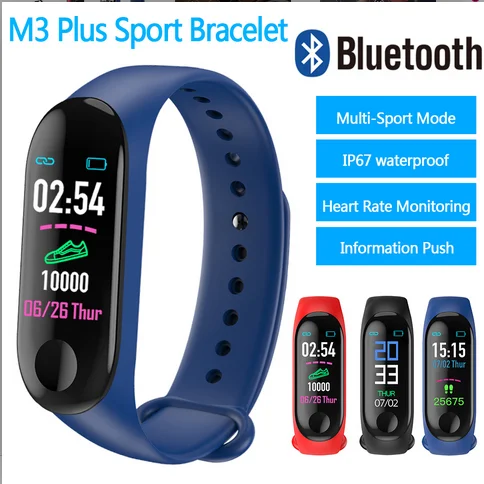 Новинка смарт браслет M3 Plus фитнес трекер часы спортивный пульсометр кровяное