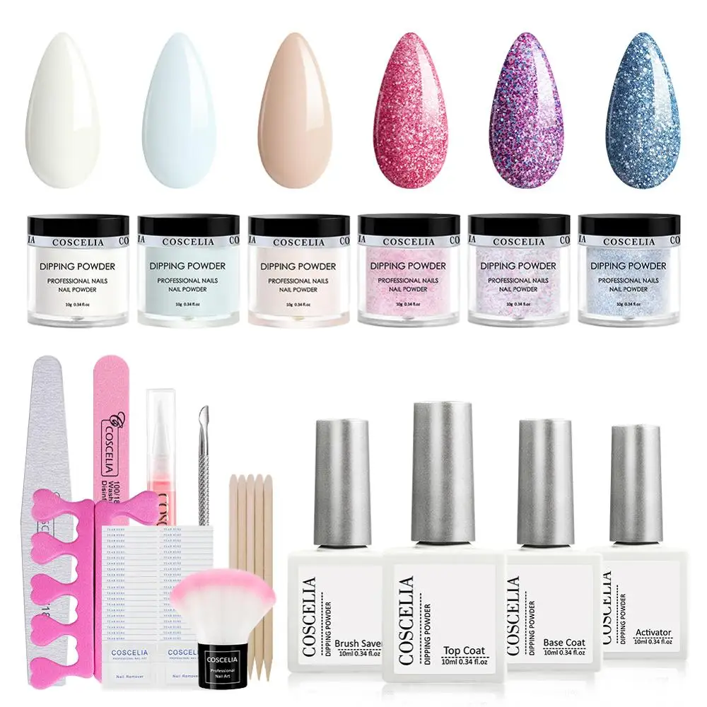 Dipping Powder Nail Starter Kit Dip System Acrylic for French Manicure Art Set Essential No Needed UV Lamp | Красота и здоровье