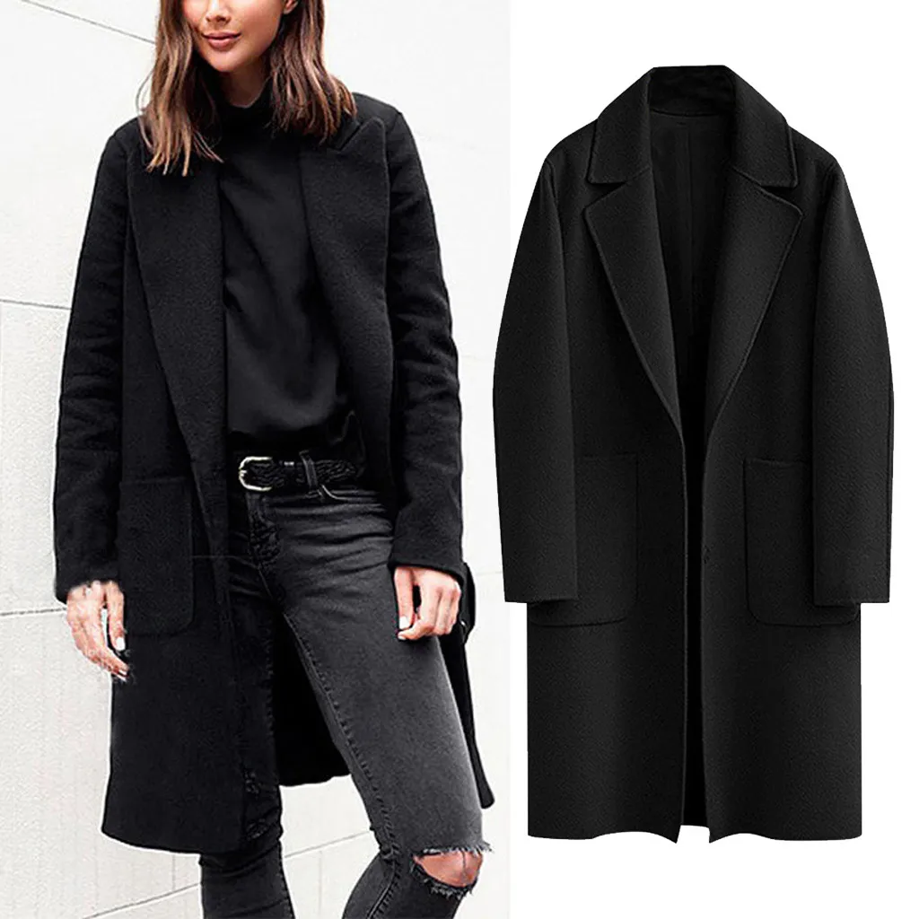 

Women England style Warm Jacket Coat Winter Turn-down Collar Solid Button Outwear famale Fashion Pockets Coat Abrigo de mujer