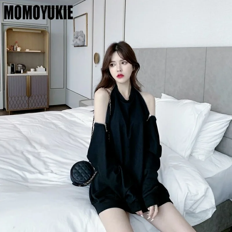 Женское худи с открытыми плечами черное однотонное белое большого размера