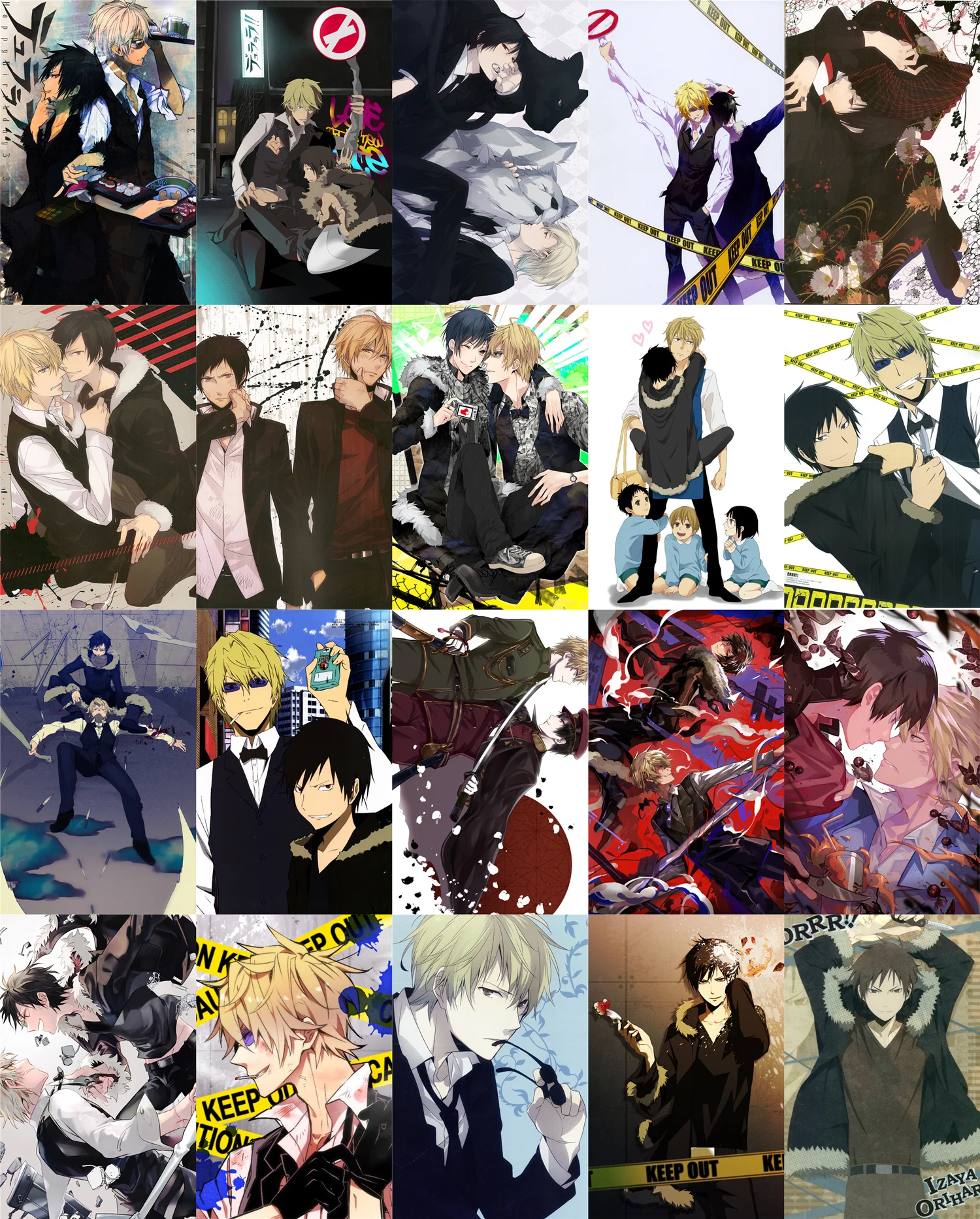 20 шт. один комплект DURARARA! Наклейки для карт Изая Орихара x Shizuo Hei wajima Аниме Манга