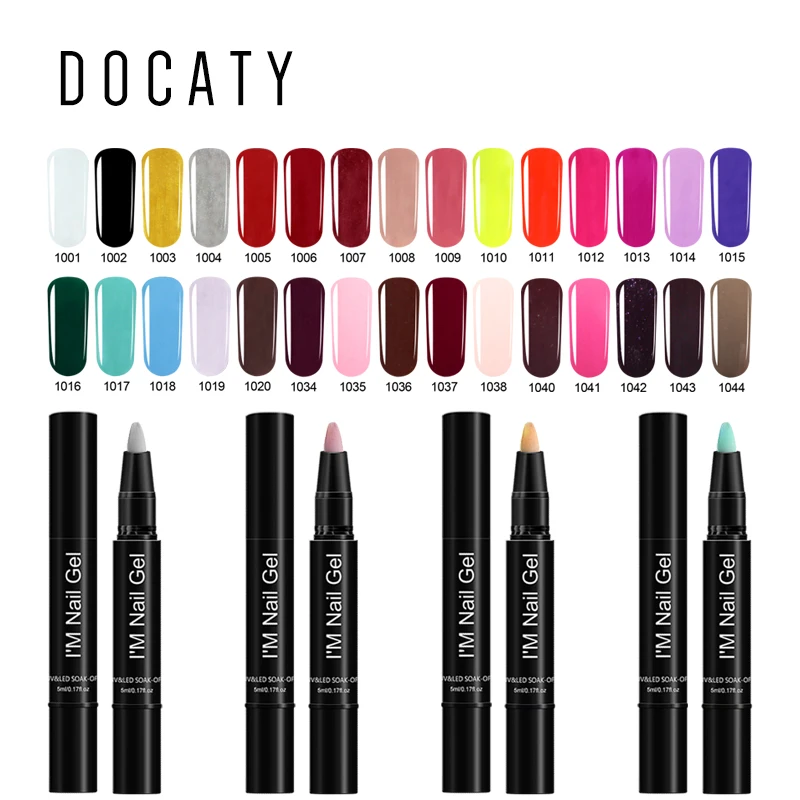 Цветной Гель лак Docaty для маникюра отмачиваемый УФ долговечный чистый цвет ручка