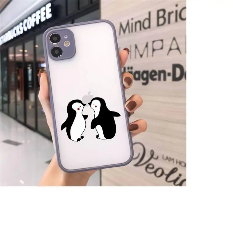 

penguin Cute cartoon animal Phone Cases matte transparent For iphone 7 8 11 12 plus mini x xs xr pro max cover