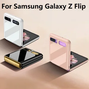 for samsung galaxy z flip fold 2 5g luxury tempered glass case for samsung z flip 5g z flod 2 plating edge protective cover free global shipping