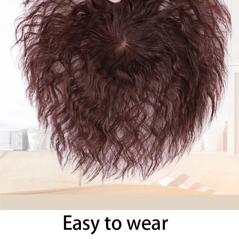 

QUEENYANG OnverheadReplacemen Piece Female Short Curly Hair One piece Corn perm Fluffy Wig Piece Chemical FiberSeamless Covering