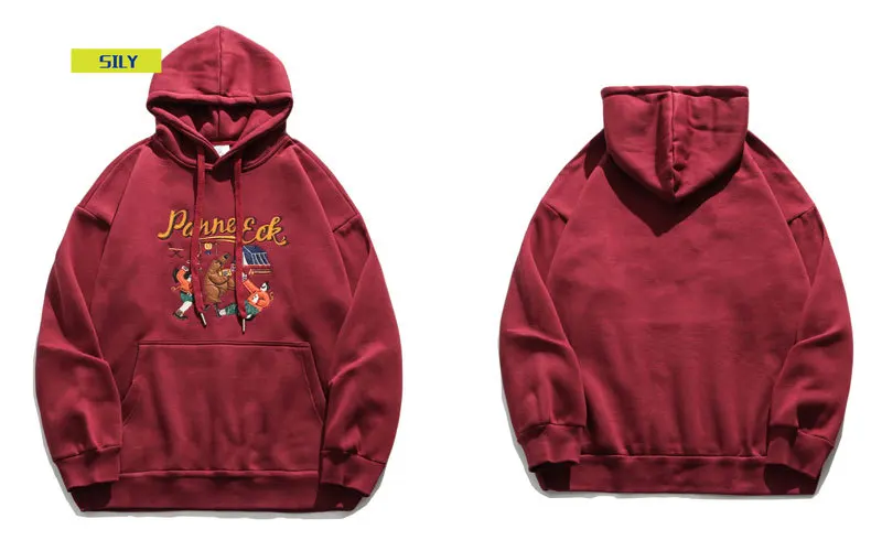 

Embroidery Bear Fleece Sweatshirts Hoodies Streetwar 2020 Mens Harajuku Hip Hop Casual Pullover Hooded Fashion Tops