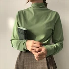 Мягкий теплый свитер с полувысоким воротником, Женская Осенняя футболка с длинным рукавом, облегающий шикарный топ, пуловеры