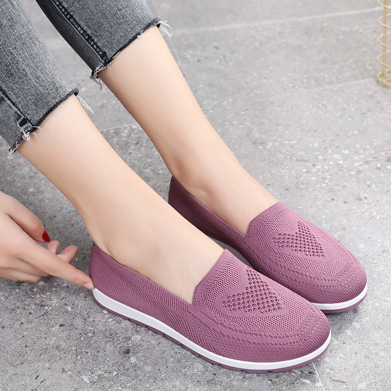 

women's summer sneakers slip on flat shoes Women's Casual Loafers walking shoes Female Outdoor Mesh Soft Bottom Sports Shoes
