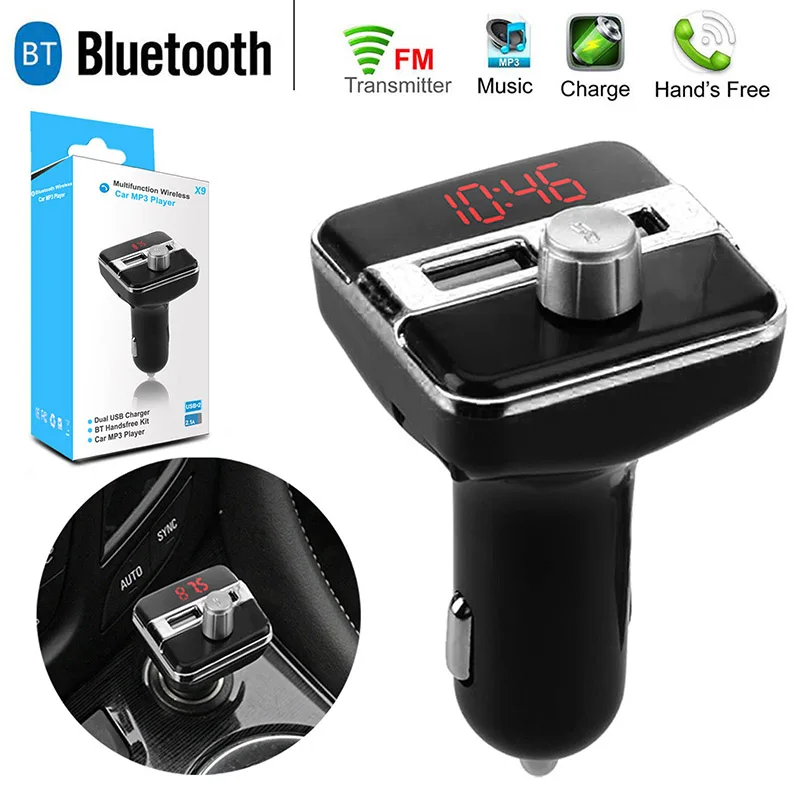 Bluetooth беспроводной радио автомобильный комплект MP3 музыка USB зарядное устройство адаптер fm-передатчик