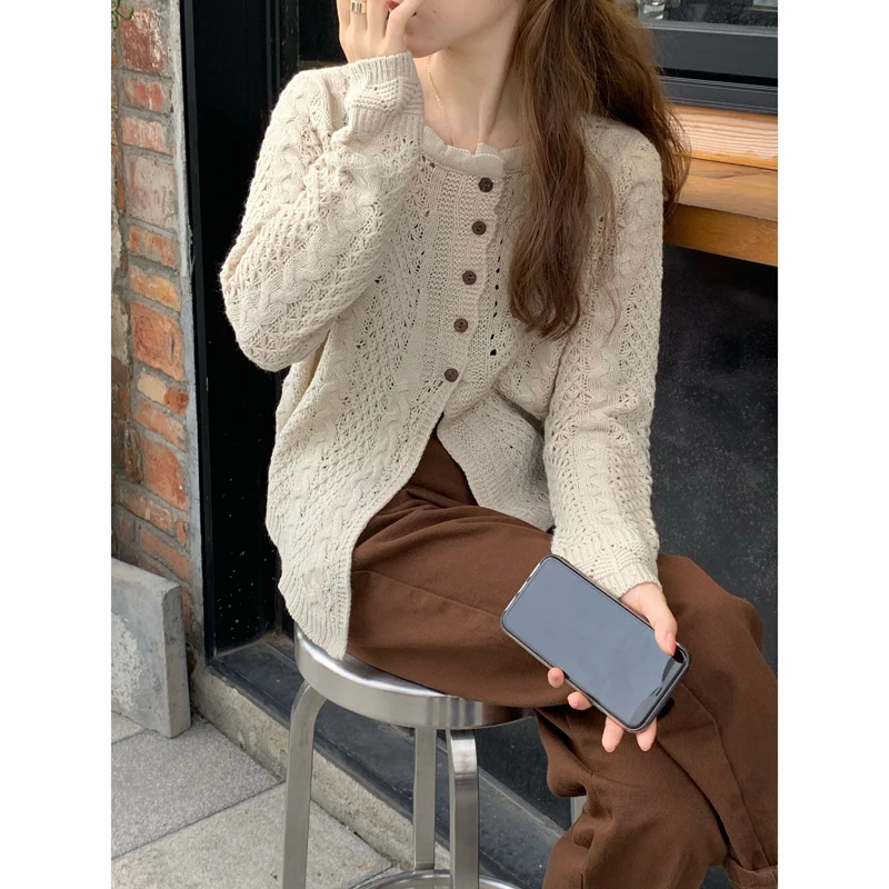 

New Oversize Womens Sweaters Autumn Vintage Cardigans Loose Winter Sweater Knitted Plus Size Women Cardigan Knit Button Loose