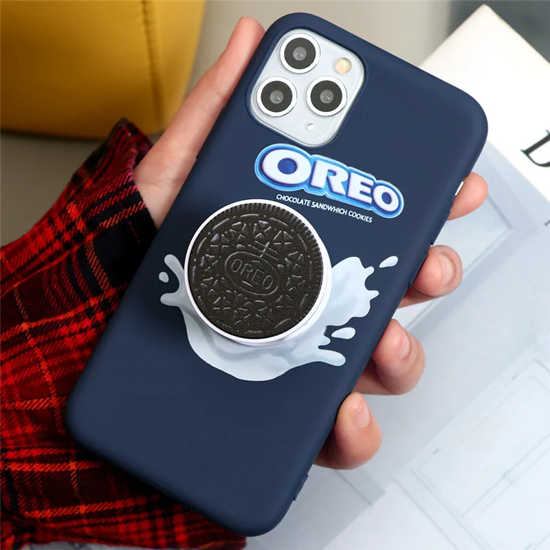 Milk Oreo chocolate biscuit Phone Case For iPhone 11 Pro X XR XS MAX 8 7 6 6S Plus 5 Cute 3D Folding bracket Soft Silicone Cover | Мобильные