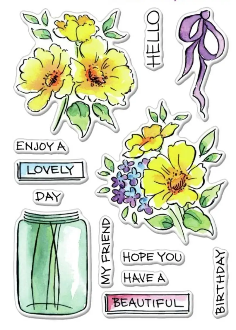 Цветочный прозрачный силиконовый штамп/печать для DIY скрапбукинга/декоративный