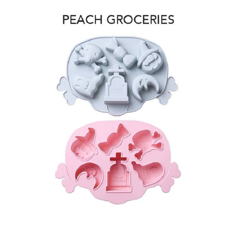 

Halloween Series Silicone Cake Mould 6 Grids Pumpkin Ghost Tombstone Silicone Mould Holiday Epoxy Mould