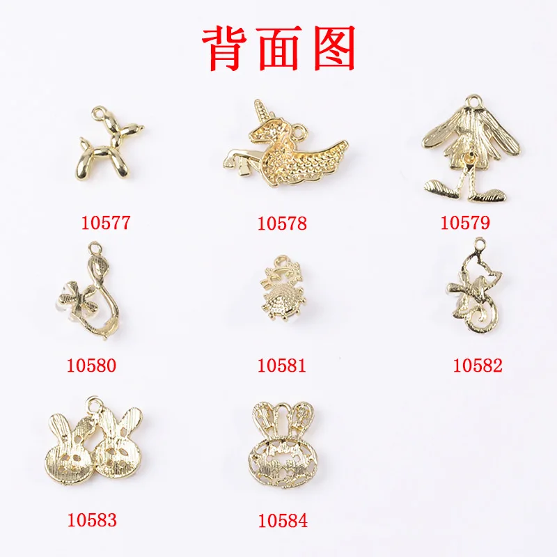 30pcs Crystal alloy accessories pendant rabbit cute jewelry pendant DIY Earring Pendant Necklace zipper handmade jewelry making