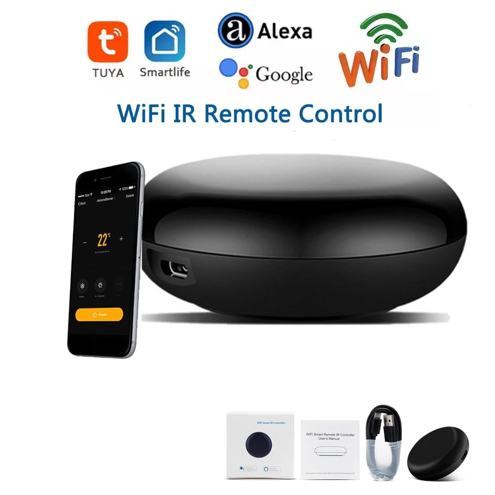 

Tuya WiFi Smart IR Remote Controller Smart Home Universal Infrared Remote Control AC TV DVD CD AUD SAT etc Alexa Google Home etc