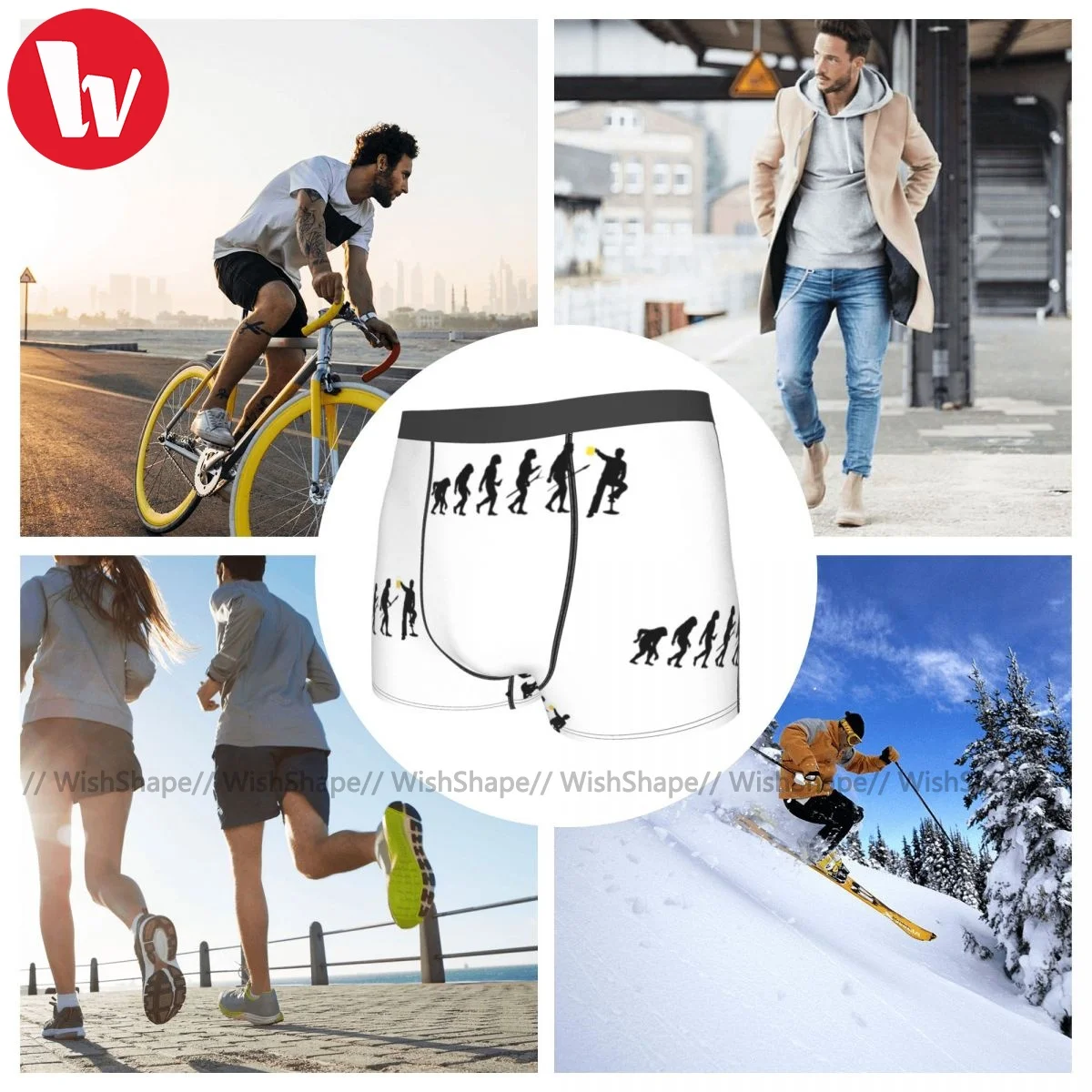 

Evolution Of Man Underwear Male Print Sexy Trunk Pouch Trenky Polyester Boxer Brief