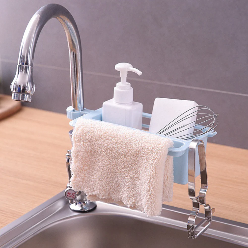 

Faucet Sponge Holder Plastic Kitchen Sink Organizer Waterproof Kitchen Sink Caddy With Hook