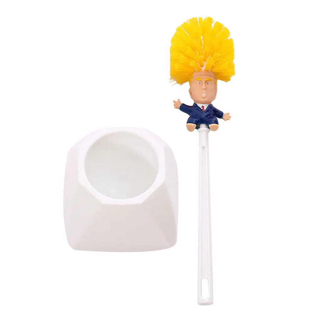 

Cartoon Donald Trump Toilet Brush With Holder Make Toilet Great Again Funny Trump Cleaner Scrubber For Bathroom Deep Cleaning