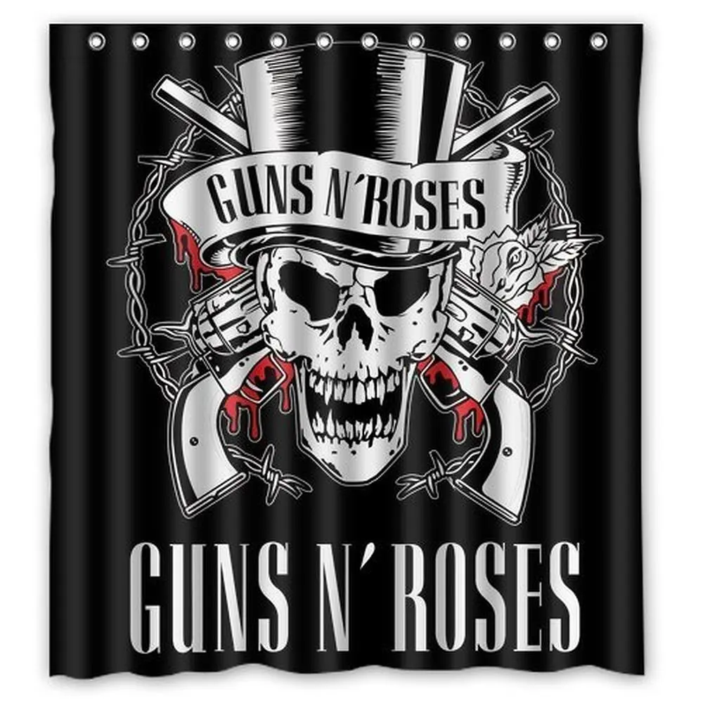 Guns N Roses револьвер череп цилиндр ткань занавеска для душа водонепроницаемый плесени-доказательство занавески для душа s для декора ванной комнаты